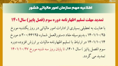 اظهارنامه مالیات بر ارزش افزوده پاییز 1401
